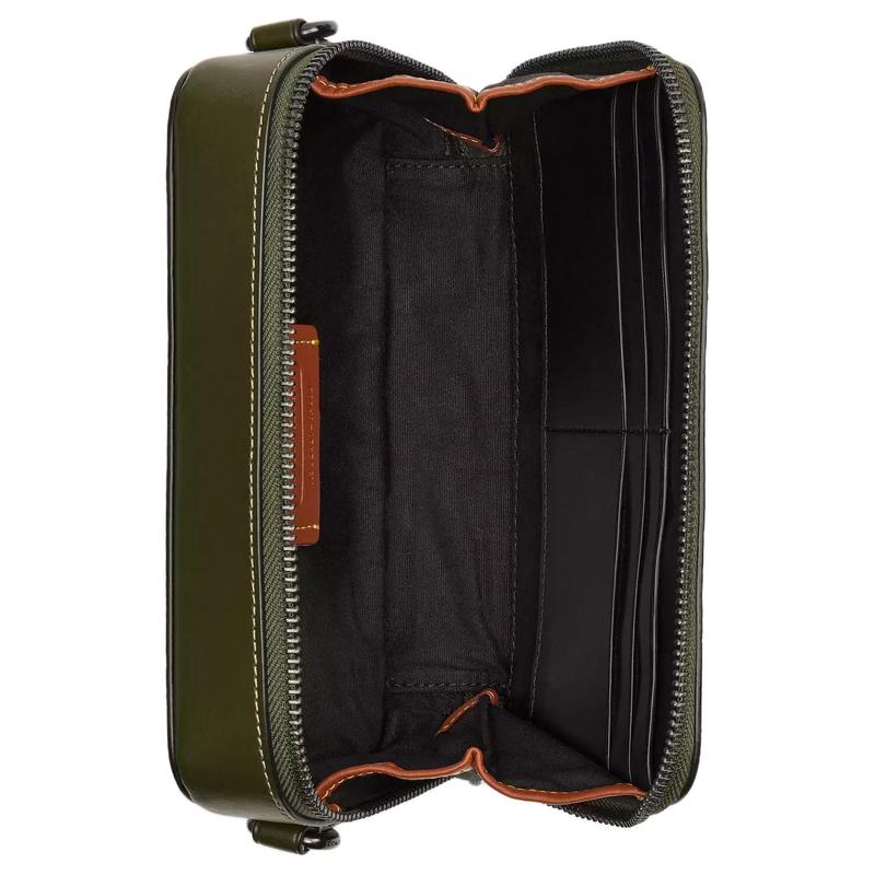 COACH Charter 19 signature camouflage print zipper closure coated canvas crossbody shoulder bag small men's green