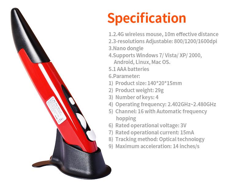 2.4G Wireless Pen-Style Mouse - Personalized Vertical Design for Drawing and Handwriting