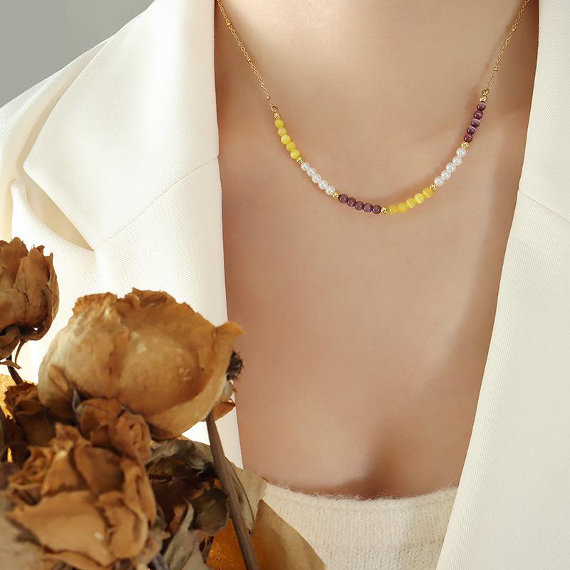 Fashion Creative Personality Design Opal Imitation Pearl Necklace Art Accessories Trend Exquisite Jewelry