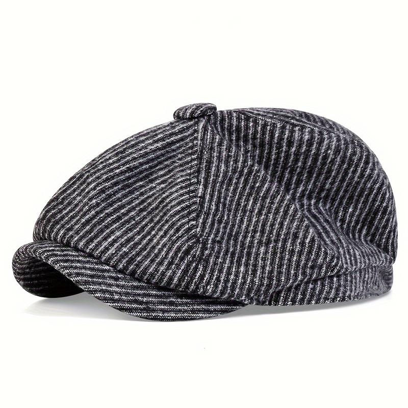 Striped Newsboy Cap Men Fashionable and Personalized Beret Hat Unisex Winter Warm Hats Vintage Caps