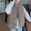 BITCED Down-Filled Cotton Vest for Women Stand-Up Collar, Short-Length Autumn/Winter Loose-Fit Cotton Jacket Lightweight Vest Outerwear