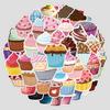 50pcs Waterproof Cupcake Graffiti Stickers for Bottles, Luggage, DIY, Stationery