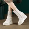 12CM ultra-high heel inner height increase and thin fashion boots autumn and winter new British pointed thick-soled belt buckle Martin boots women