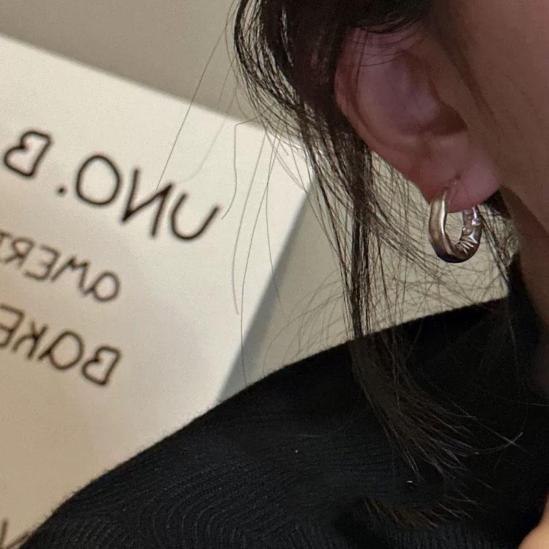 925 Silver Vintage Earrings For Women Trendy Simple Round Earring Jewelry Prevent Allergy Party Accessories
