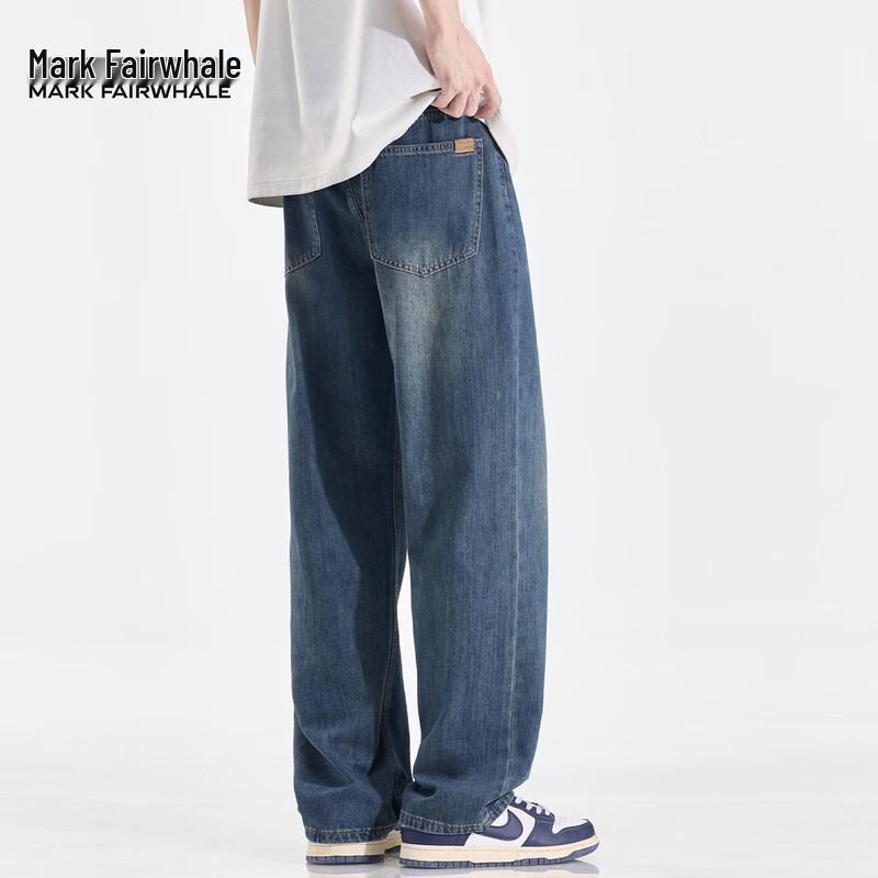 Mark Fairwhale Men's Washed Retro Loose Straight-Leg Jeans