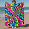 1PC Psychedelic PatternOutdoor Flannel Blanket - Soft Plush Decor for Picnics, camping, Bedroom, Playroom, Office, or Lunch Break 1247A