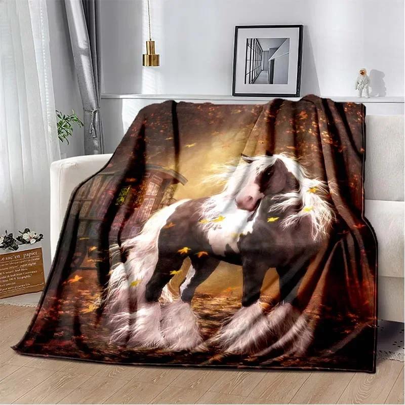3D Print Cartoon Pentium Horse Flannel Blanket,Multi-purpose Holiday Gift Blanket Warm And Soft Blankets All Seasons