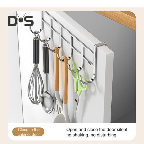 Storage Rack with 6 Hooks Sturdy Construction Strong Load-bearing Simple Installation Clothes Hanger Stainless Steel Hook