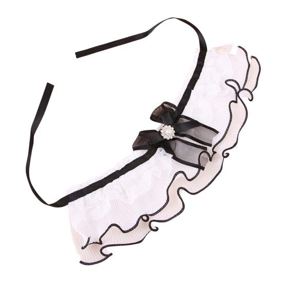 Elegant Faux Pearl Pet Bib Lace Ruffle Cat Collar, Bandana with Bow Knot, Retro Puppy Formal Neckwear Cute Princess Collar for Cats Small Dogs Wedding