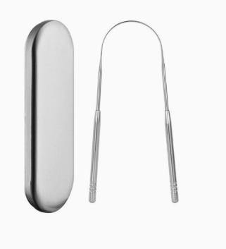 Stainless Steel Tongue Scraper Oral Cleaning Tool Professional Tongue Coating Remover Reusable Fresh Breath Hygiene Gadget