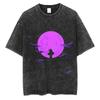 Sommer Kurzarm Baumwolle Herren Damen Streetwear Vintage Schwarz Gewaschenes T-Shirt Harajuku Anime Naruto Print T-Shirt Lockere Oberteile T-Shirts
