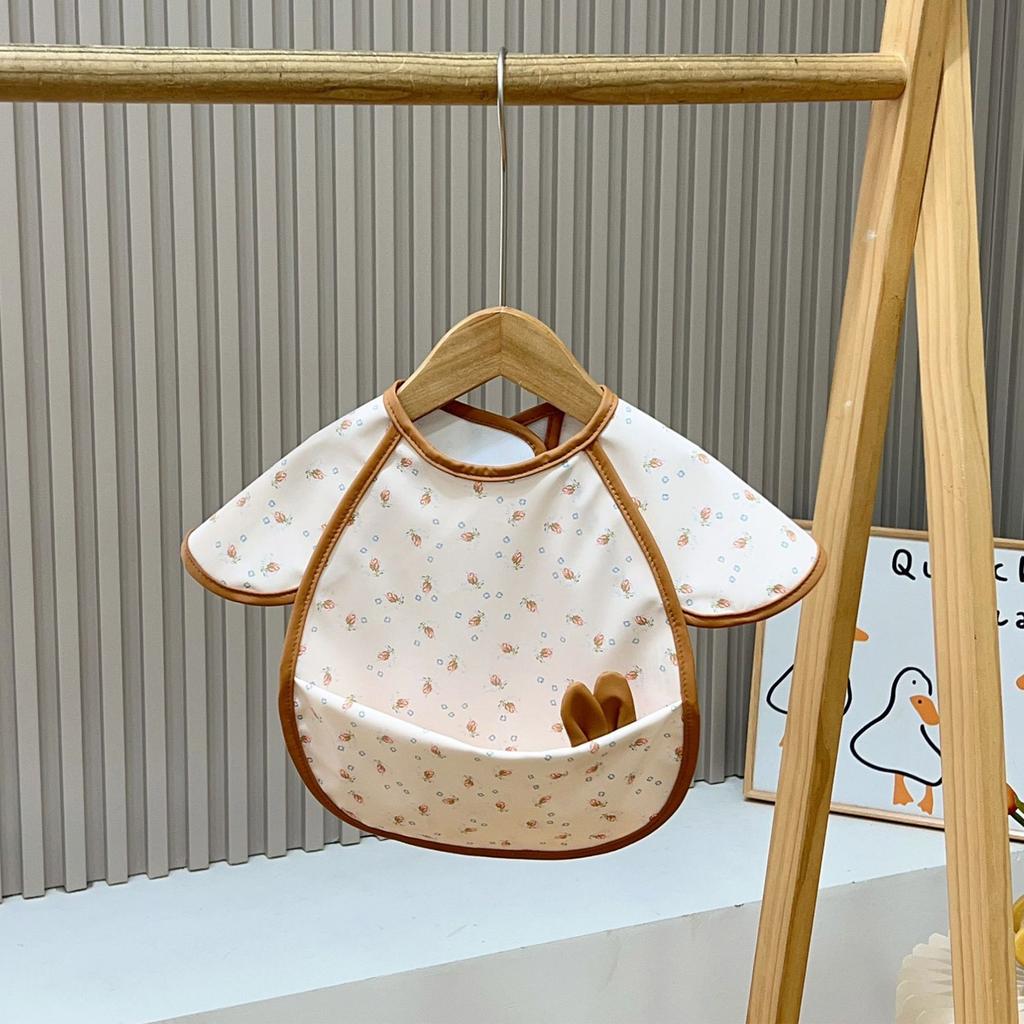 Baby Kids Waterproof Bibs Cute Rabbit Ears Decor Anti-dirty Apron Cover Smock for Saliva Eating Feeding Baking Art Painting