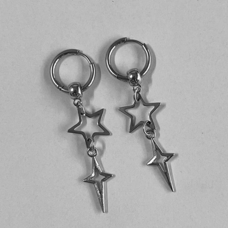 Cross-border Star Dangle & Hoop Earrings - Trendy Stainless Steel Fashion