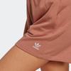 Adidas Originals Essentials+ Made With Hemp Solid Logo Embroidered Elastic Waist Straight Regular Shorts Women shorts Rock-Brown IC1507
