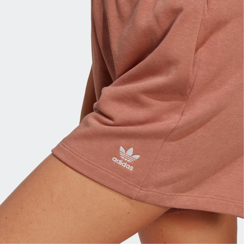 Adidas Originals Essentials+ Made With Hemp Solid Logo Embroidered Elastic Waist Straight Regular Shorts Women shorts Rock-Brown IC1507