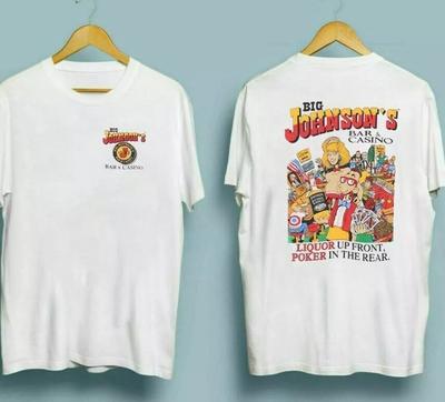 Vintage 1992 Big Johnson Liquor Up Front Poker In The Rear Skjorte