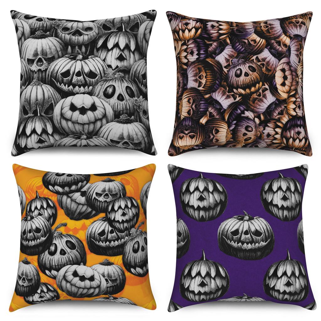 Halloween Throw Pillow Covers Pumpkin Ghost Witchy Linen Sofa Bed Pillowcase Square Cushion Cover Spooky Halloween Party Decor