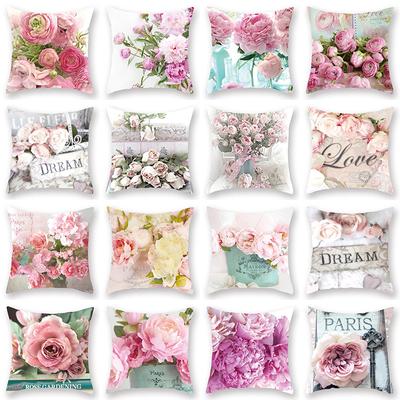 New Watercolor Flower Pillow Digital Printing Sofa Bed Fabric Cushion Backrest Pillow Cover