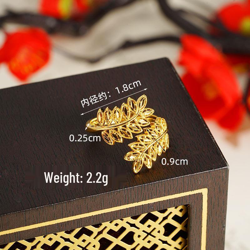 

Набор браслет и кольцо в виде пшеничных колосьев с золотым покрытием: Ретро китайский стиль, Долговечное сохранение цвета, Ручные украшения.