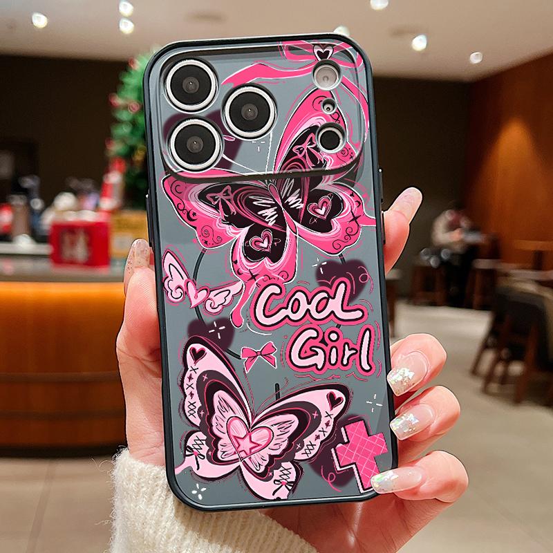 Cool Girl Butterfly Painting For iPhone 17 Pro Max Funda iPhone 16 15 14 13 Pro Max Skin Feeling Magnetic For Magsafe Shockproof Bumper Cover