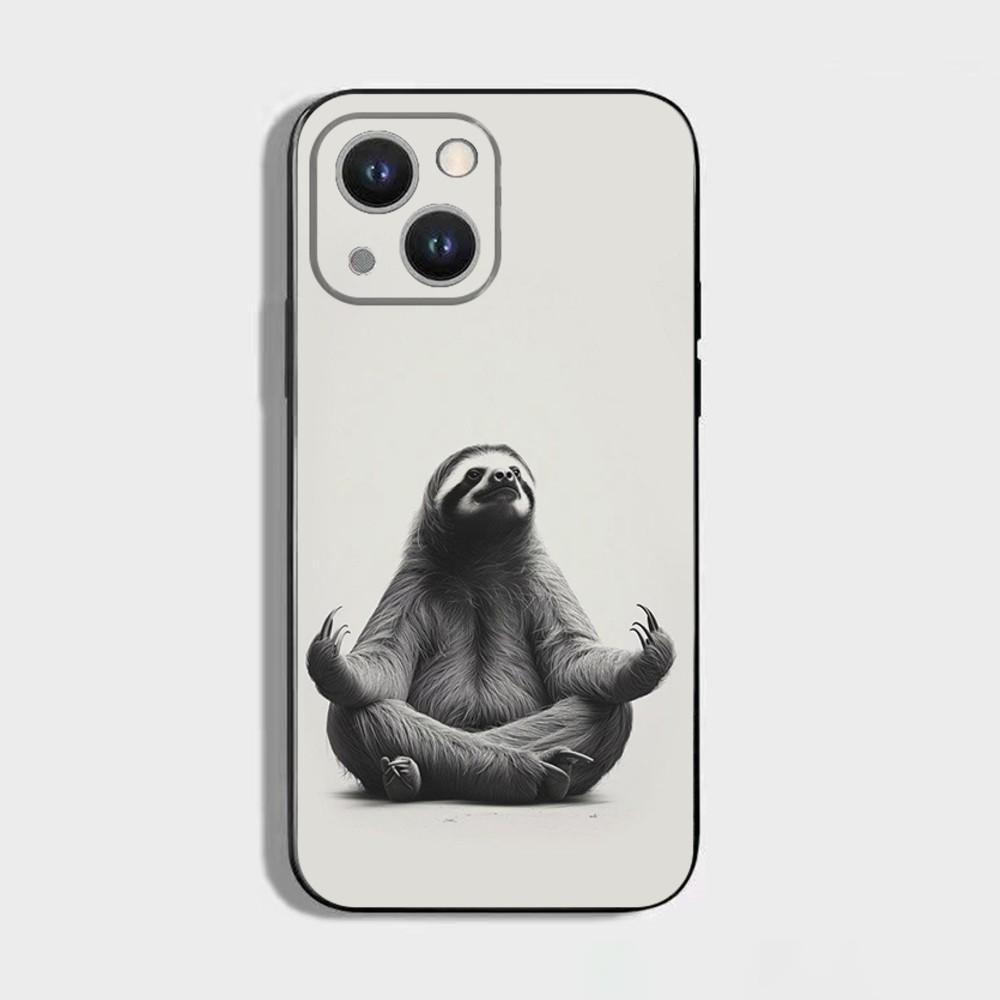 

Animal Cute Cartoon Sloth Phone Case For iPhone 16 15 Plus 14 13 Pro Max 12 Mini 11 X XS XR 7 8 8Plus Black Soft Phone Coque iPhone13PROMAX