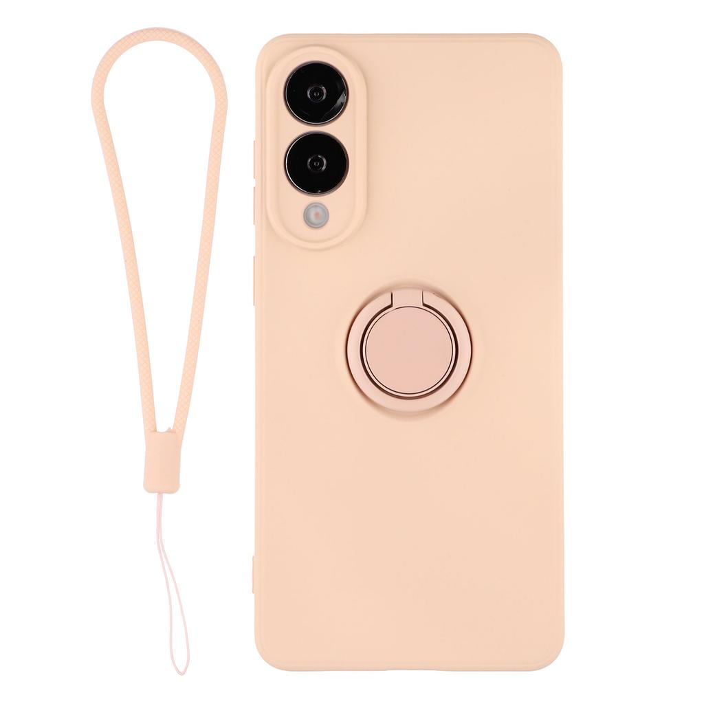 For Samsung Galaxy S25 Edge Silicone Case with Strap Ring Kickstand Phone Cover