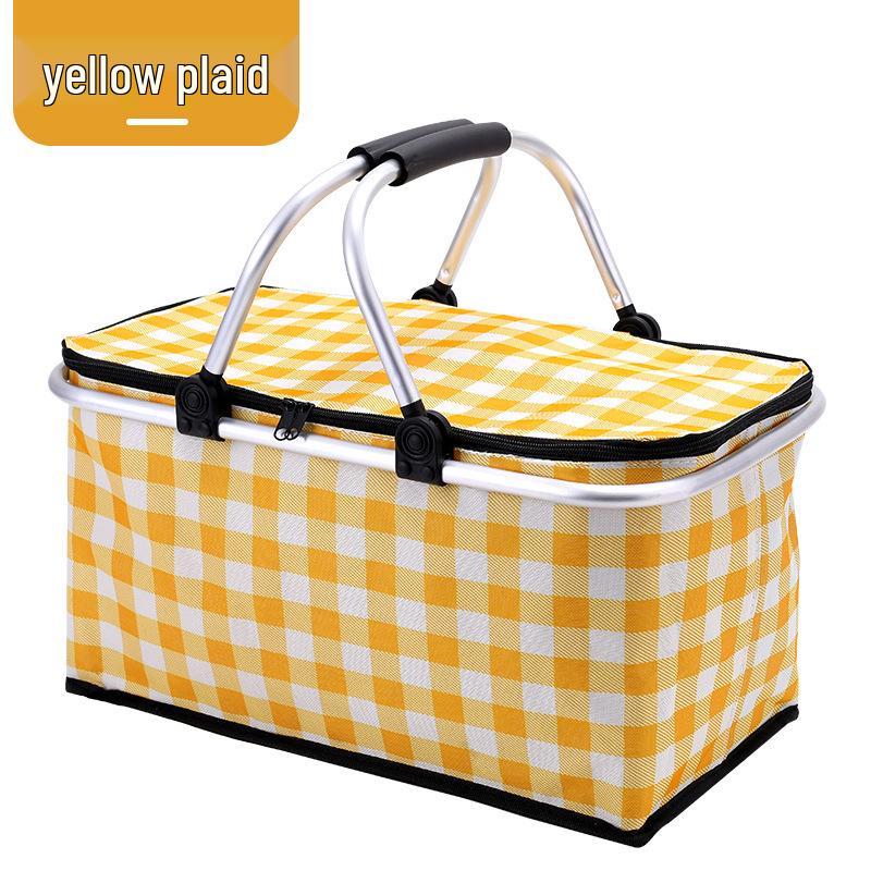 Portable Insulated Folding Picnic Basket - Ideal for Outdoor Trips, Shopping, and Storage.