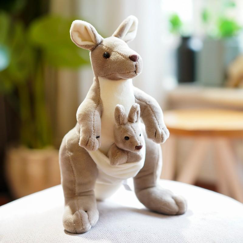 Non-Toxic Mother And Child Kangaroo Plush Toy Set 28Cm Cute Children'S Dolls Pillow Soft Rag Doll Birthday Gift For Kids