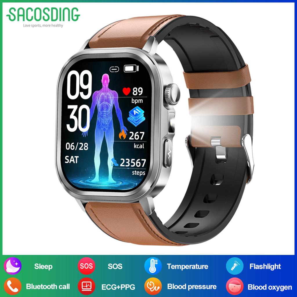 SACOSDING 2026 New Health Tracker Smart Watch Women Body Fat BMI Micro Physical Examination Bluetooth Call Smartwatch Men