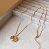 Gold Circle Drop Long Pendant Necklace for Women Elegant Light Luxury Delicate Sweater Chain Accessory