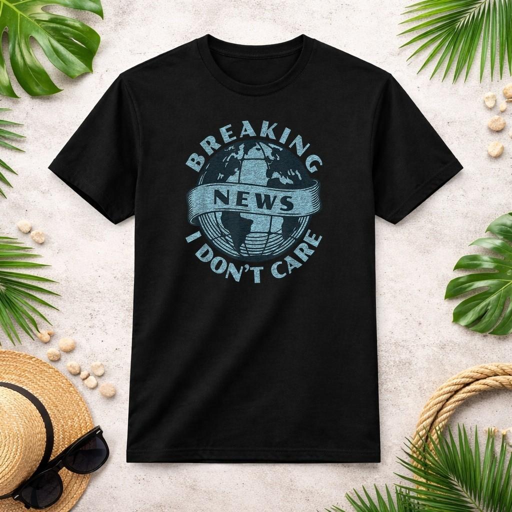Funny Graphic Print Vintage _ Breaking News I Don t Care T-Shirt S