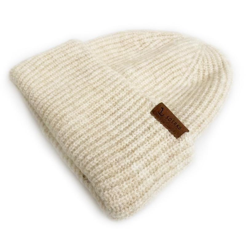 Korean Style Thick Knit Wool Hat for Men & Women - Windproof, Warm, Double Layered, Large Head, Autumn/Winter, Solid Color.
