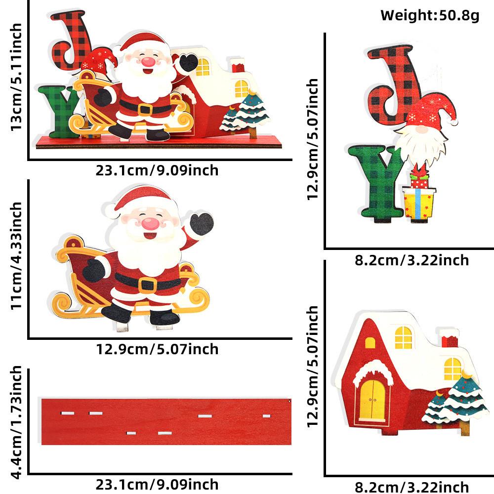 Charming Wooden Christmas Decorations Featuring Snowman Cottage And Santa Tree Design