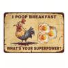Vintage Chicken Metal Wall Sign Funny Pooping Home Decor Rustic Office X Inch