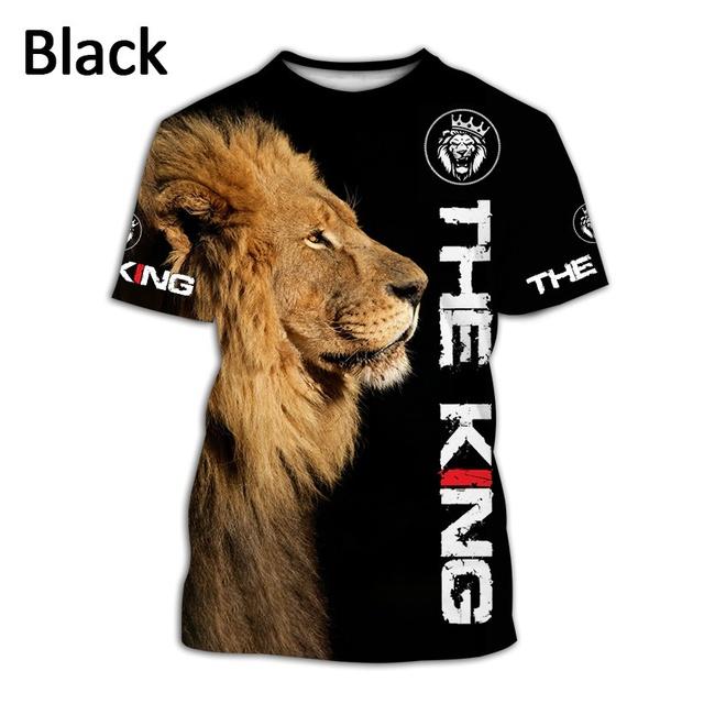 The King Lion 3D Summer Fashion Casual Men's Cool Animal Short-sleeved Harajuku Hip-hop T-shirt