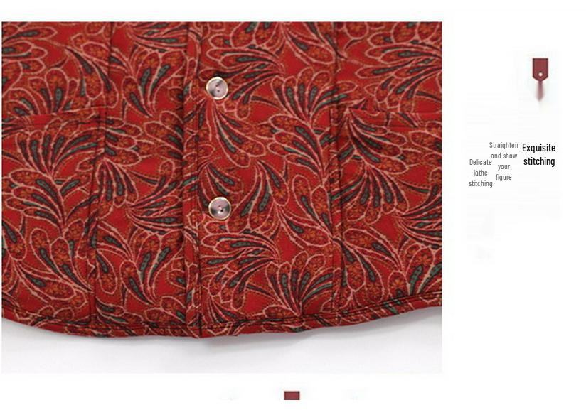 Floral Velvet-Lined Winter Cotton Jacket for Middle-Aged & Elderly