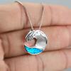 European and American Platinum Sea Blue Opal Necklace Couple Temperament Collarbone Chain