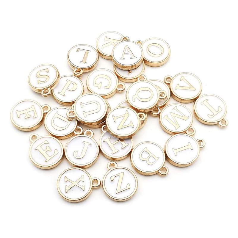 Colorful Dripping Oil Round Letter Pendant - DIY Alloy Jewelry Accessory