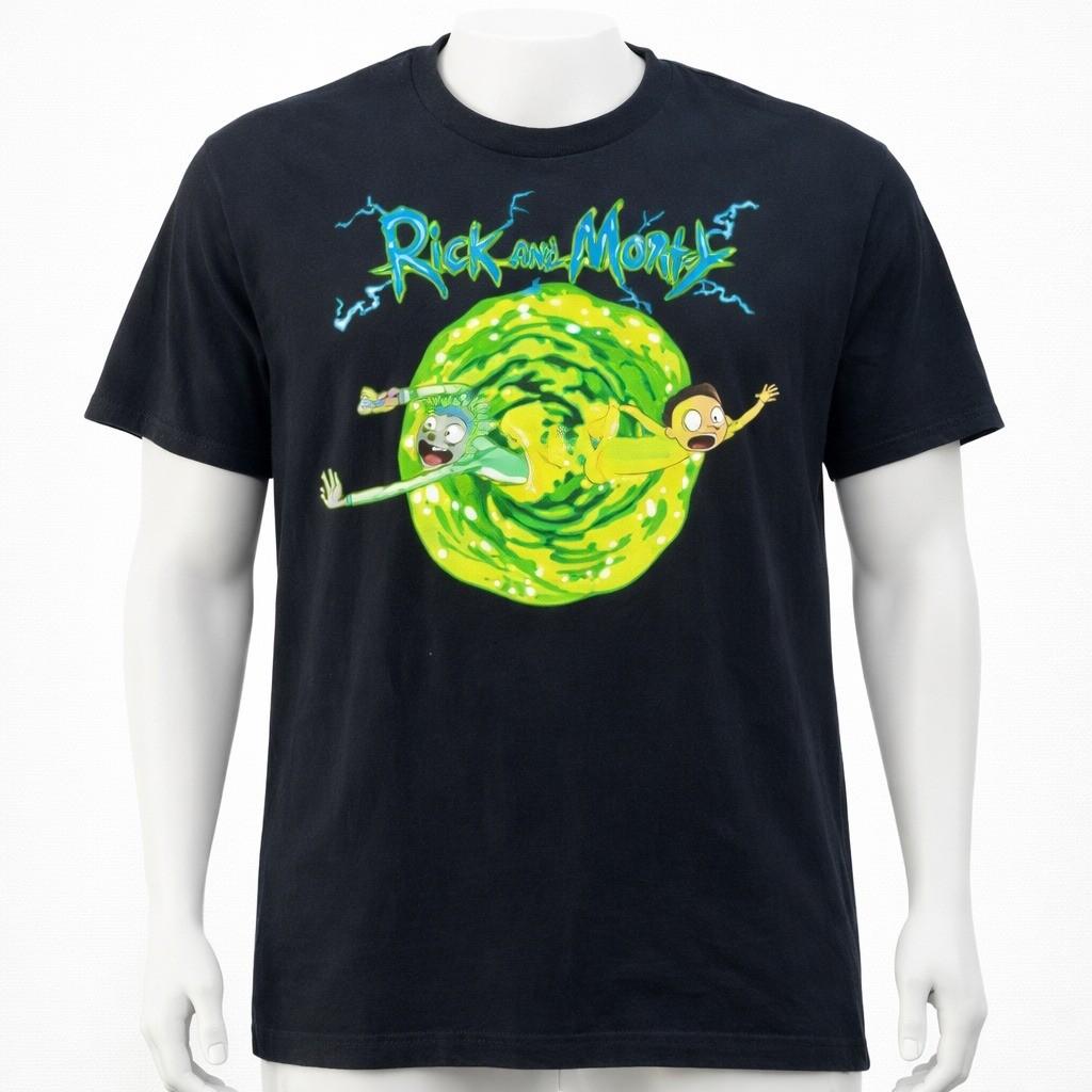 Rick and Morty Ripple Junction Black Graphic T-Shirt Adult Swim Mens Size Medium Unisex T-Shirt XXL