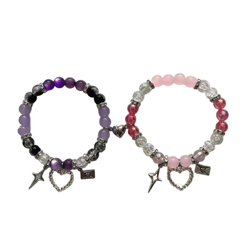 Magnetic Couple Bracelets for Lovers Heart Designd Deep Connection Comfortable Wear for Daily Use and Romance Occasions