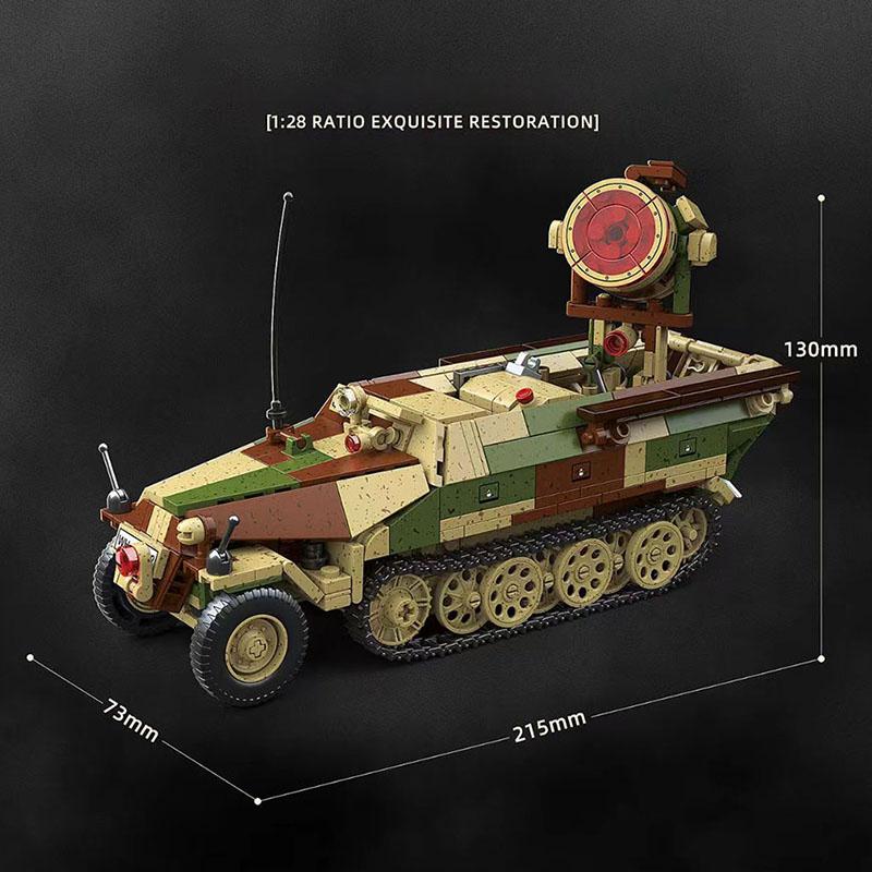 Militärischer Krieg Welt 2 MOC 1267 Teile Sd.Kfz.251/20 Gepanzerter Halbkettenfahrzeug Set Bausteine WW2 Soldatenfiguren Steine Spielzeug Für Jungen Geschenk
