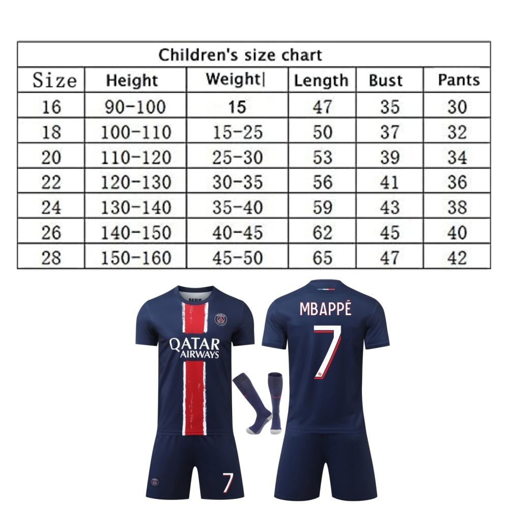 Paris Mbappe Kids Sport Equipment Blue Youth Soccer Training Gear Breathable Quick-Dry Sportswear Set