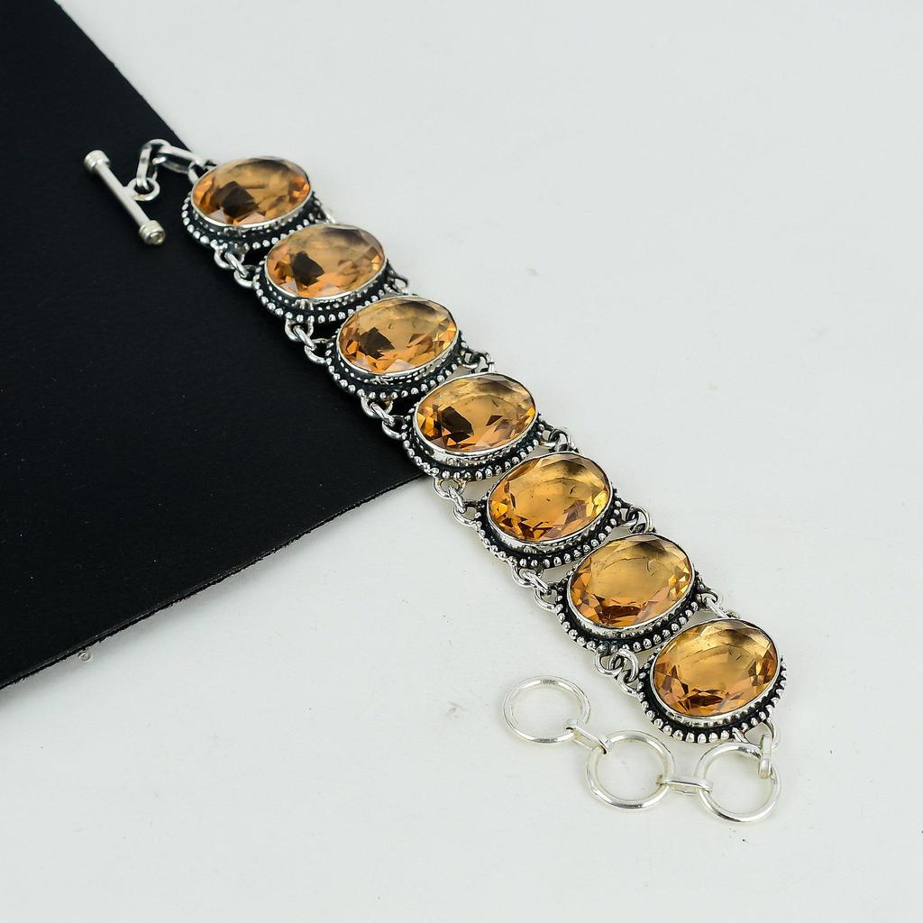 Beautiful Morganite Gemstone Handmade 925 Sterling Silver Bracelet, Morganite Bracelet For Wife , Unisex Bracelet, Anniversary Gift