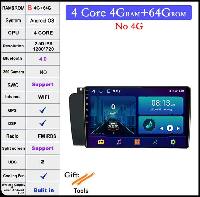 7 Inch Android 14 For Volvo XC70 V70 S60 2005 - 2009 Car Radio Multimedia Player Navigation GPS Carplay 4G WIFI