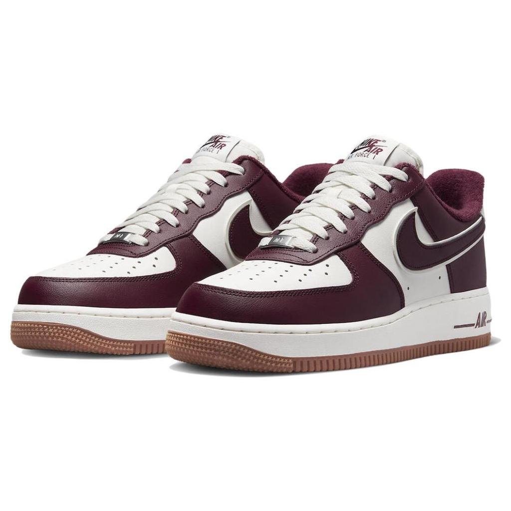 Nike Air Force 1 07 LV8 College Pack - Night Maroon Men Sneakers Red Sail Gum-Medium-Brown DQ7659-102