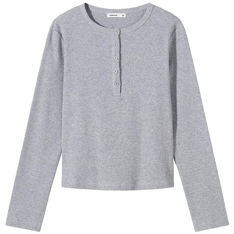Hotwind Women's Henley Long Sleeve T-shirt