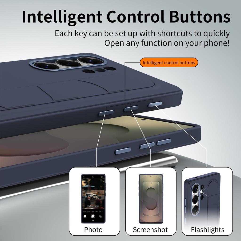For Samsung Galaxy S24 Ultra Case Smart Key Invisible Wristband Kickstand PC+Silicone Phone Cover