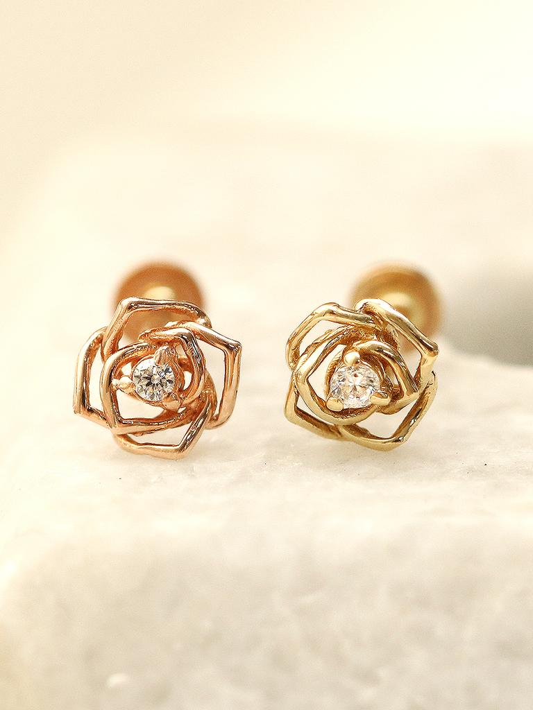Minimalpiercing 14K Internal Mini Cubic Rose Labret Piercing