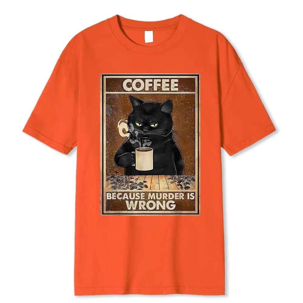 Coffee Because Murder Is WrongDrinks Coffee Funny T-Shirt Oversized Hip Hop T Shirt Cotton Tops Short Sleeves For Men
