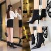 Autumn Winter Boots for Women Ankle Boot Zipper 8CM Stiletto Thin Heel Shallow Mouth Pointed Crossed Strap Short Boot